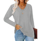 ✨ Nieuwe Collectie 💎 Casual Dames T-shirt met V-Hals en Lange Mouwen – Comfortabele Basic Top voor Elke Dag