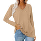 ✨ Nieuwe Collectie 💎 Casual Dames T-shirt met V-Hals en Lange Mouwen – Comfortabele Basic Top voor Elke Dag