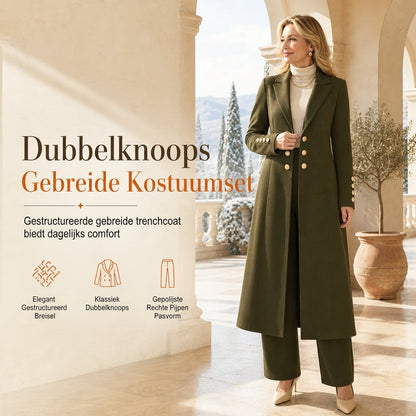 ✈️Gratis verzending🍂 Herfst Favoriet ✨ Elegante Dames 2-Delige Outfitset met Retro Lange Mouwen Jas & Eenvoudige Broek – Chique Casual Look