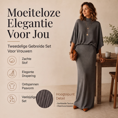 Dames Set met Vleermuismouwen Top & Lange Maxi Rok 🧶 Elegante 2-delige Outfit voor Alledaags en Feest