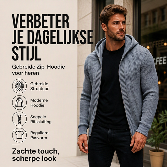🏃‍♀️ Wordt snel uitverkocht – mis deze kans niet! Casual gebreide hoodie met rits voor heren