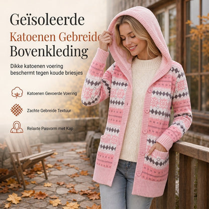 🔥 50% korting 🔥 Halflange gebreide hoodie voor dames, met katoenen voering