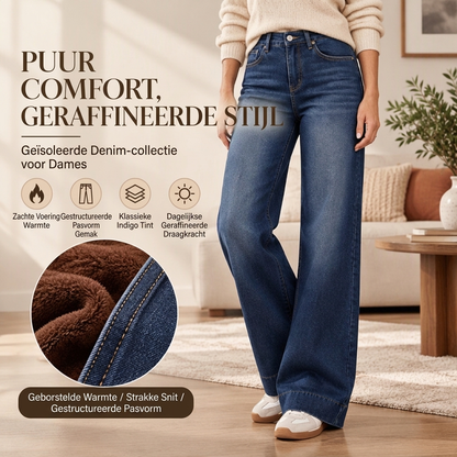 ❄️ Winterfavoriet 👖 Thermische Damesjeans met Hoge Taille & Wijde Pijpen – Warm Comfort en een Flatterende Pasvorm ✨