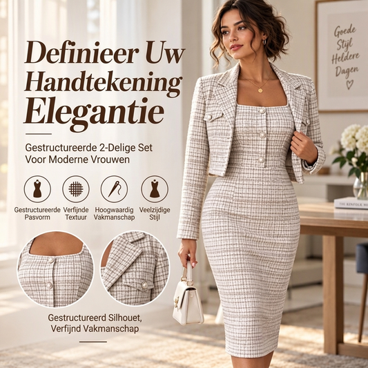 ⏰ Populair en bijna uitverkocht!⏰ Elegante set bestaande uit een kort jasje en een strakke jurk voor dames