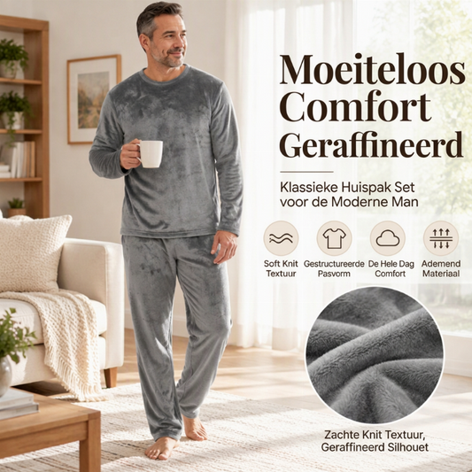 🔥Gratis verzending✈️Heren gezellige thermische fluwelen pyjamasset