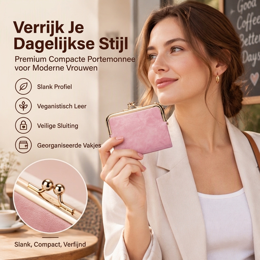 🔥 Bestseller 🏆 Vintage portemonnee met Kiss-Lock-sluiting en meerdere kaartvakjes