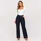 ✈️Gratis verzending✨ Damesjeans met hoge taille 👖 met contrasterende naden en wijde pijpen, trendy en flatterend bij elke stijl ✨