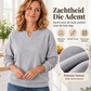 ✨🤍Casual Sweatshirt voor Dames met Gesplitste V-hals, Losse Pasvorm🍂