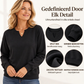 ✨🤍Casual Sweatshirt voor Dames met Gesplitste V-hals, Losse Pasvorm🍂