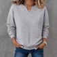 ✨🤍Casual Sweatshirt voor Dames met Gesplitste V-hals, Losse Pasvorm🍂