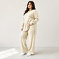 ✈️Gratis verzending💥 Beperkte Tijd Aanbieding 🧉 Dames Geribbelde Gebreid Top met Zijspleet & Broek Set ✨ rekbaar geribbelde stof, elegante zijspleet, comfortabele bijpassende set