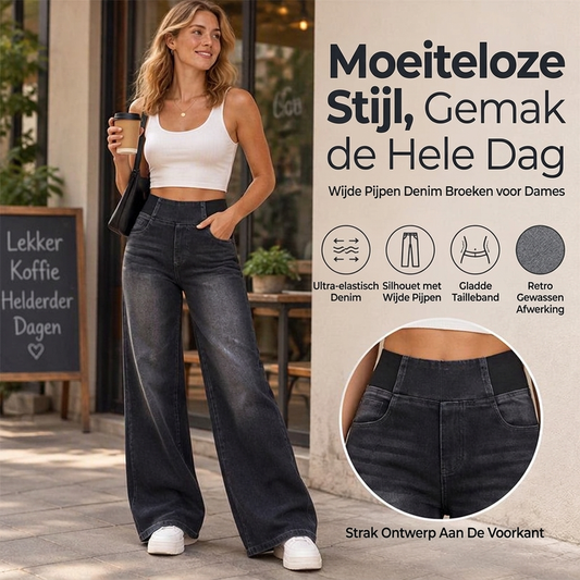 💎 Exclusieve Aanbieding 👖 Casual Stretch Wijde-pijp Jeans voor Vrouwen ✨ stretch denim, flatterende wijde pijp, eenvoudig te combineren