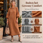 🌸Uitzonderlijke aanbieding: 50 % korting💖Halflange damesjurk van gestructureerd breiwerk met pofmouwen