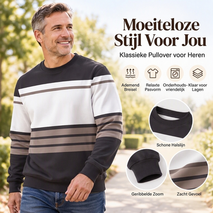 🤩 Haal het vandaag nog voordat het uitverkocht is!👇🎁Heren Casual Ronde Hals Gestreept Sweatshirt