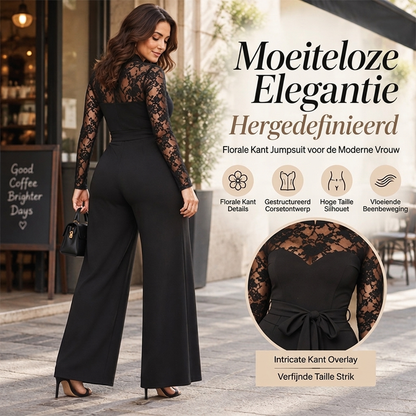 ⏰Nu of nooit!⏰ Elegante jumpsuit voor dames met patchwork van kant en een riem