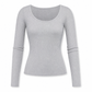 😍Vrouwen vierkante hals lange mouwen geribbelde gebreide slim fit T-shirt