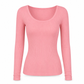 😍Vrouwen vierkante hals lange mouwen geribbelde gebreide slim fit T-shirt