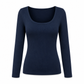 😍Vrouwen vierkante hals lange mouwen geribbelde gebreide slim fit T-shirt