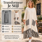 ⏰ Laatste dag van de uitverkoop – 50% KORTING ✨ Lange maxi-jurk met lange mouwen en gestreepte patchwork voor dames