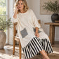 ⏰ Laatste dag van de uitverkoop – 50% KORTING ✨ Lange maxi-jurk met lange mouwen en gestreepte patchwork voor dames