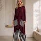 ⏰ Laatste dag van de uitverkoop – 50% KORTING ✨ Lange maxi-jurk met lange mouwen en gestreepte patchwork voor dames