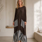 ⏰ Laatste dag van de uitverkoop – 50% KORTING ✨ Lange maxi-jurk met lange mouwen en gestreepte patchwork voor dames