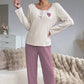 ✨Pyjamaset met ribboord voor dames, met hartjesborduursel
