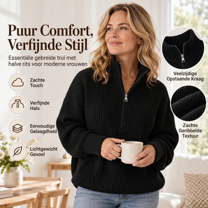 ⏰ Het aftellen is begonnen – 50% korting nog maar 3 dagen! Damestrui met lange mouwen, halve rits en col