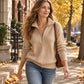 🔥Gratis verzending✈️Vrouwen Casual Effen Kleur Halve Rits Trui