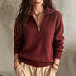 🔥Gratis verzending✈️Vrouwen Casual Effen Kleur Halve Rits Trui