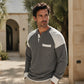 🧶Herens casual Henley-shirt met kleurblokken en wafelpatroon