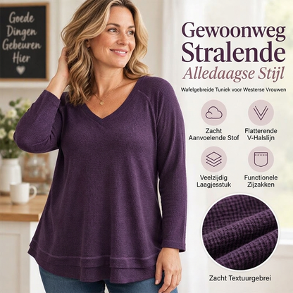 💜 Gebreide Truui met Structuur en Raglanmouwen voor Dames