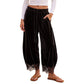 🔥Een must-have vandaag! Niet te missen!🔥 Broek met wijde pijpen en kanten rand voor dames