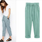 Dames Effen Kleur Elastische Taille Losse Negen-punts Broek