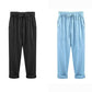 Dames Effen Kleur Elastische Taille Losse Negen-punts Broek