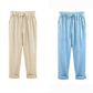 Dames Effen Kleur Elastische Taille Losse Negen-punts Broek