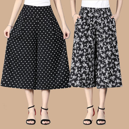 🎁2024 Nieuwjaar Hete Uitverkoop🎁 Vrouwen hoge elastische taille geplooide chiffon wijde been culottes