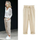 Dames Effen Kleur Elastische Taille Losse Negen-punts Broek