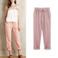 Dames Effen Kleur Elastische Taille Losse Negen-punts Broek